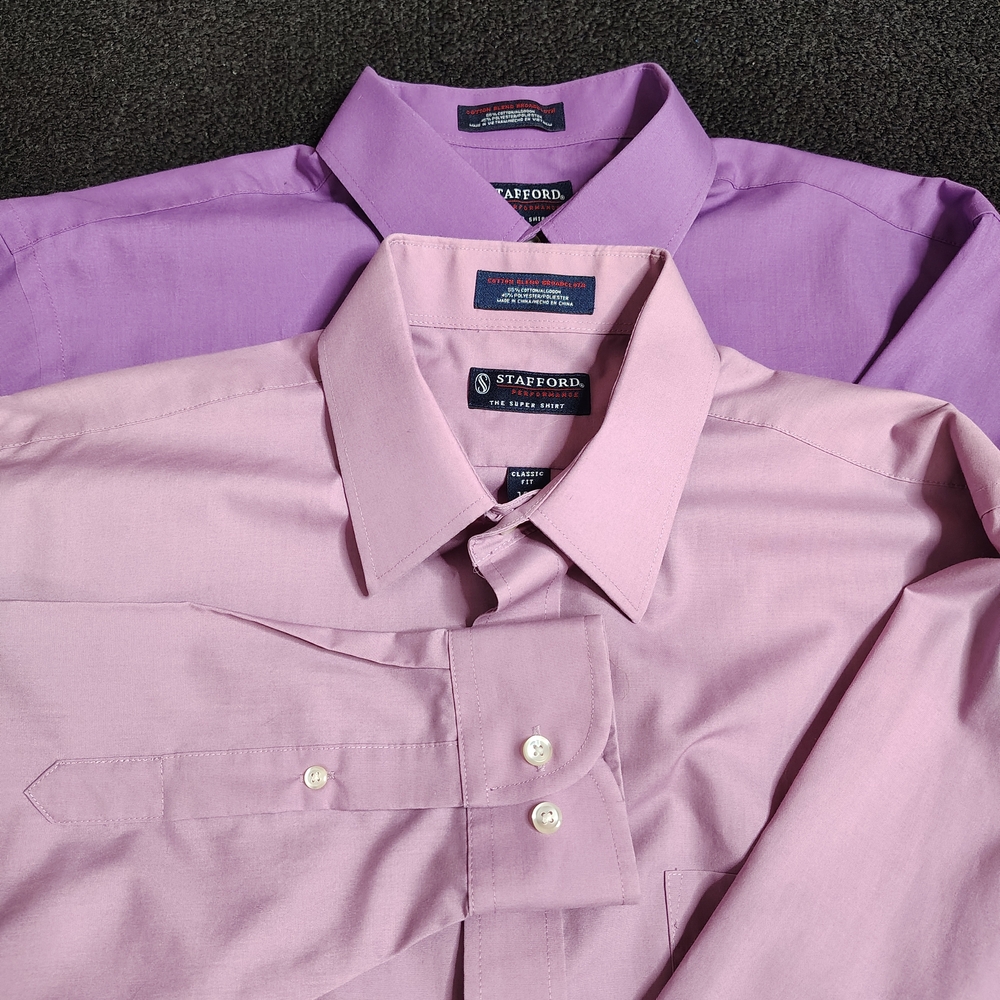 Stafford Performance Super Shirt Mens Classic Fit 16.5 34-35 Broadcloth Bundle